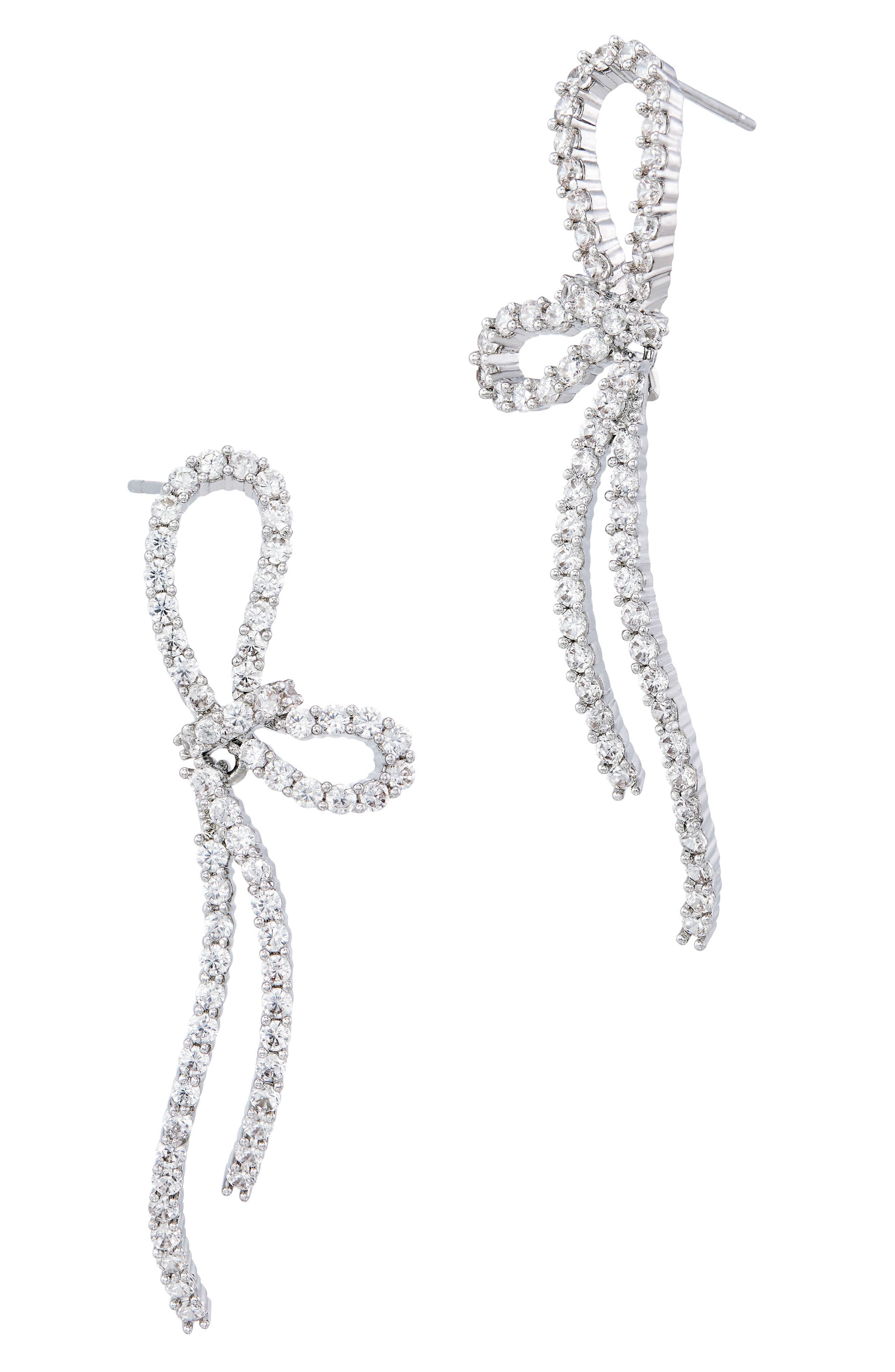 Crystal Bow Drop Earrings