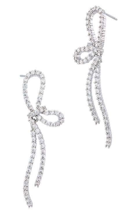 Crystal Bow Drop Earrings