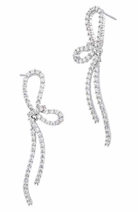 Crystal Bow Drop Earrings