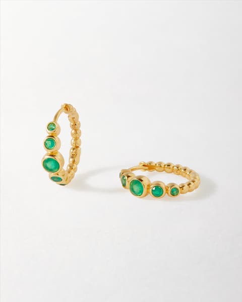 Serena Green Onyx Hoop Earring