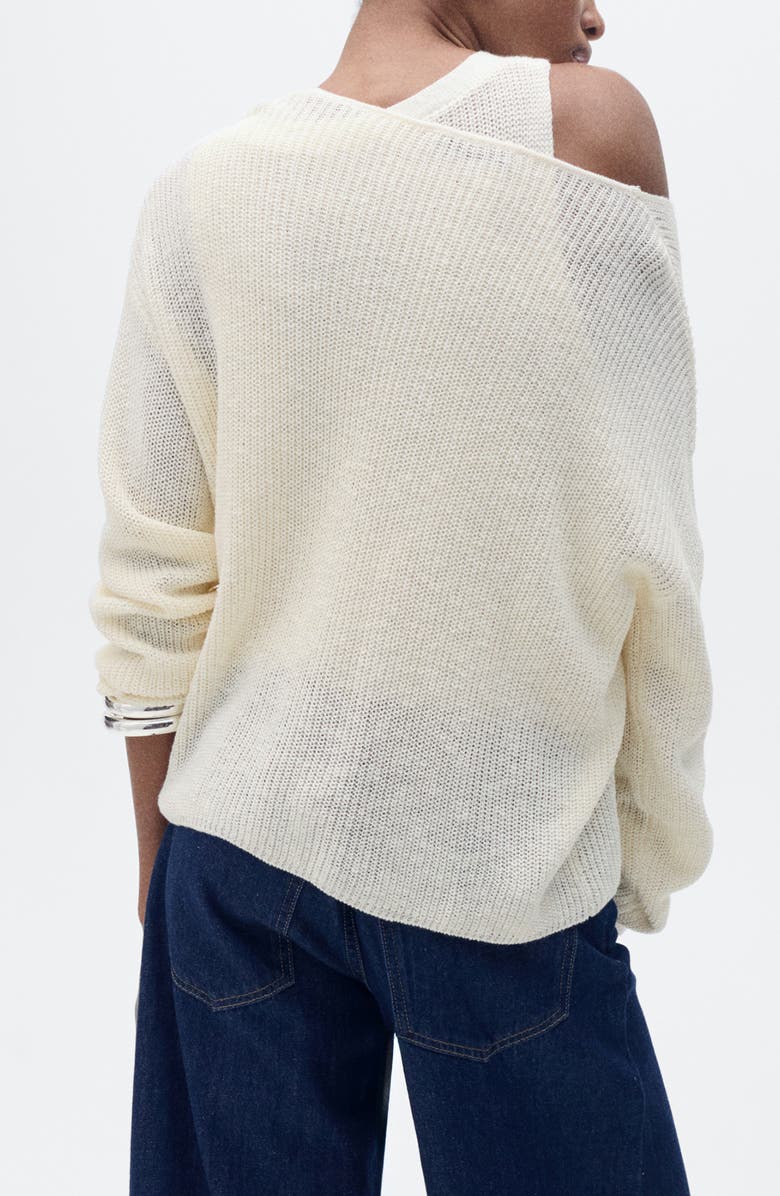MANGO V-Neck Sweater, Alternate, color, Ecru