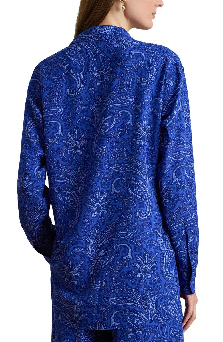 Lauren Ralph Lauren Kotta Paisley Print Crêpe de Chine Button-Up Shirt, Alternate, color, Blue/ Multi