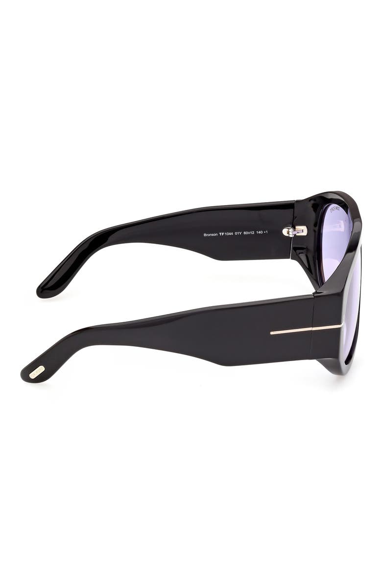 Bronson 60mm Pilot Sunglasses, Alternate, color, SHINY BLACK/ VIOLET LENS