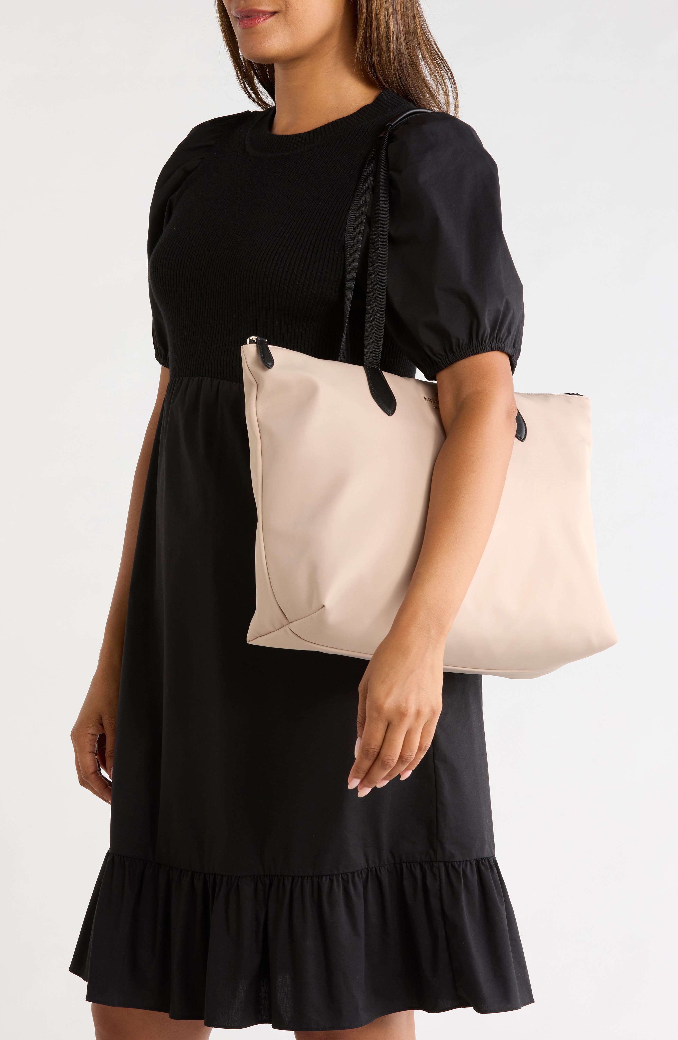 mel packable nylon tote, Alternate, color, WARM BEIGE MULTI