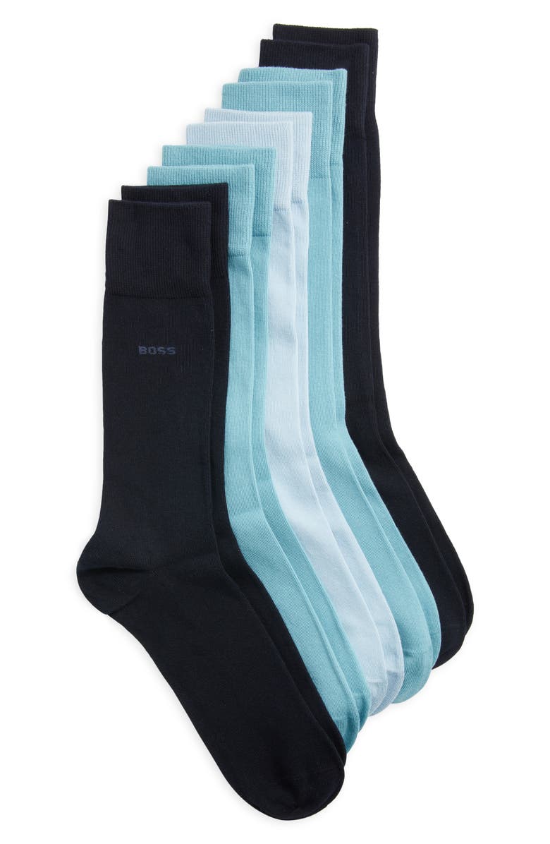 BOSS Assorted 5-Pack Crew Socks, Main, color, Blue Multi