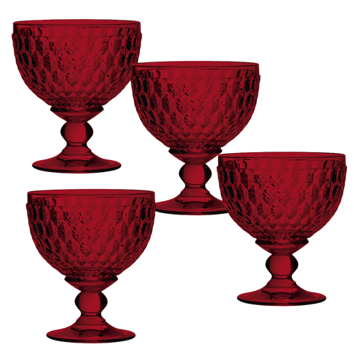 Villeroy & Boch Boston Red Crystal Dessert Bowl/ Champagne Glass, Set Of 4 In Red