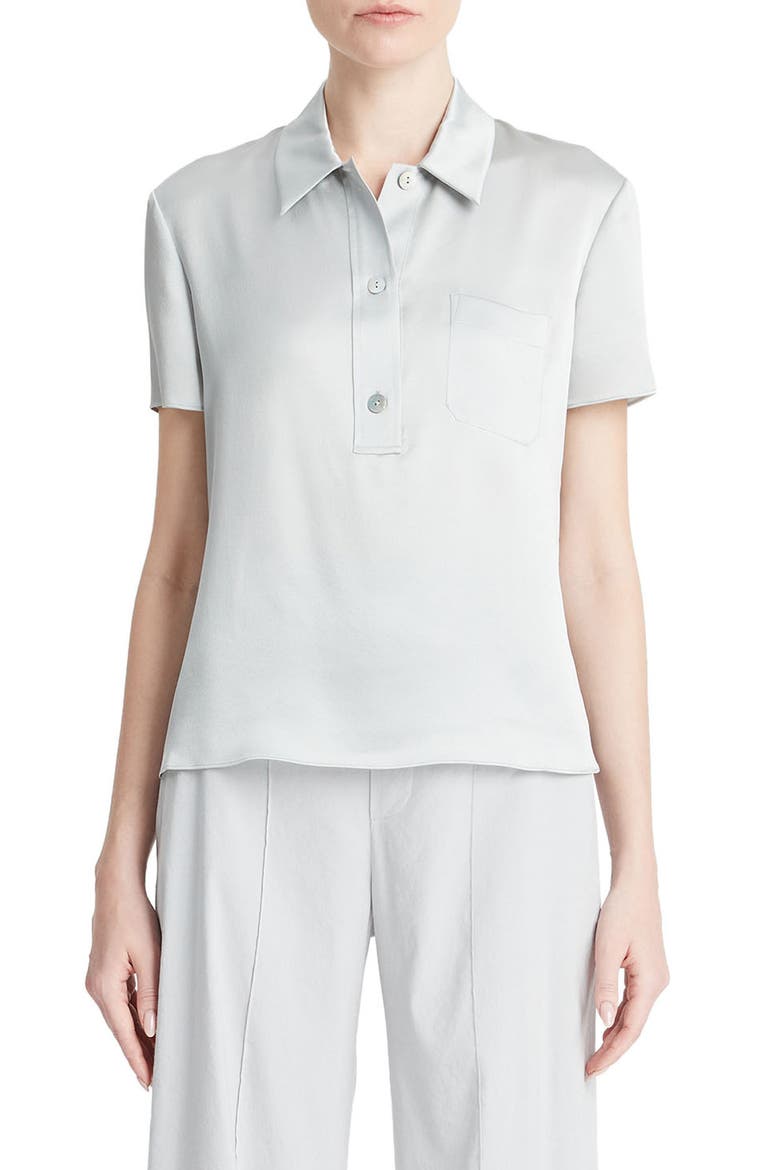 Silk Satin Polo, Main, color, LUNAR DUST