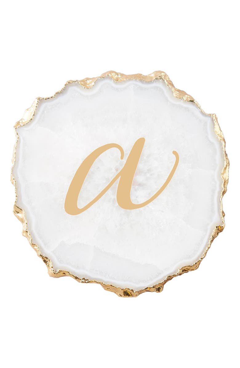 Anthropologie Home Monogram Agate Coaster, Alternate, color, 