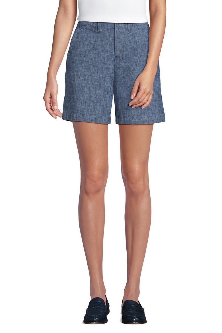 Plus Size Classic 7" Chino Shorts, Alternate, color, Evening Sky Chambray