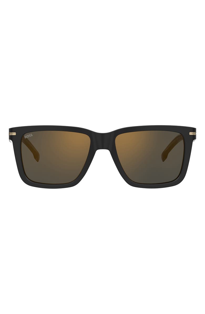 BOSS 55mm Square Sunglasses, Main, color, Black Gold