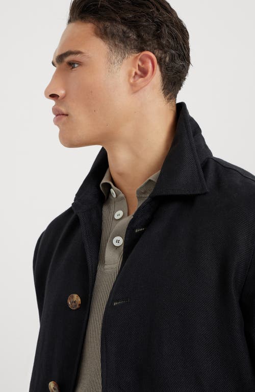 Brunello Cucinelli Diagonal Twill Jacket In Black