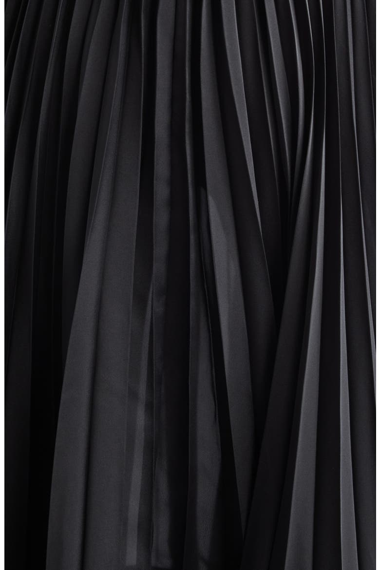 Taffeta Bonding & Satin Pleated Midi Dress, Alternate, color, BLACK