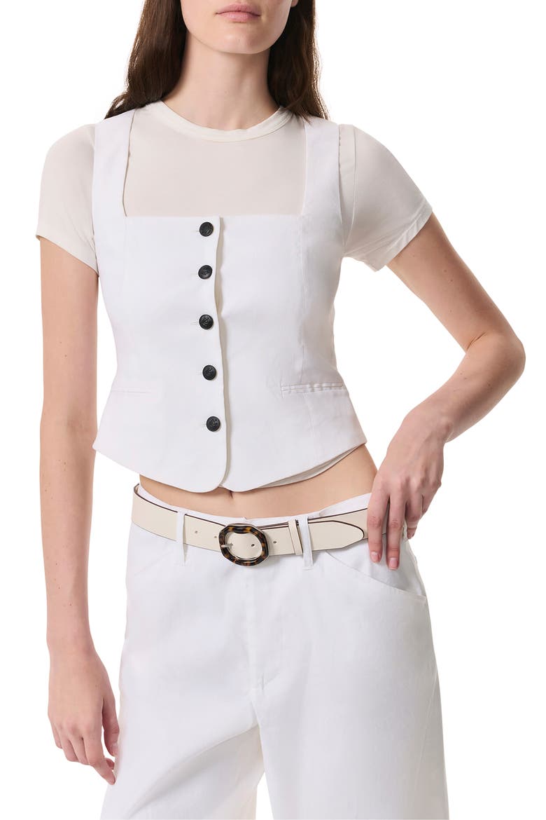 Mariana Square Neck Linen Blend Vest, Main, color, WHITE