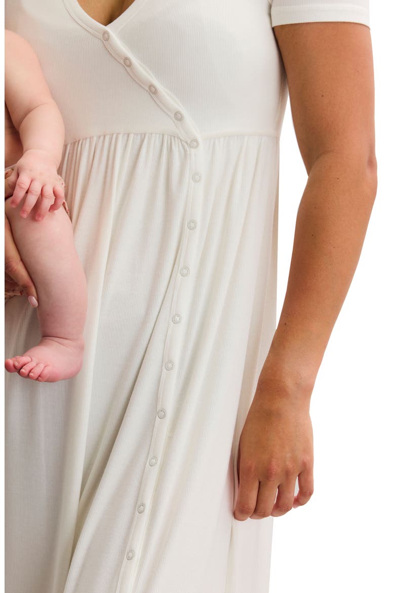 The Softest Rib Side Seam Nursing Maxi Dress, Alternate, color, White