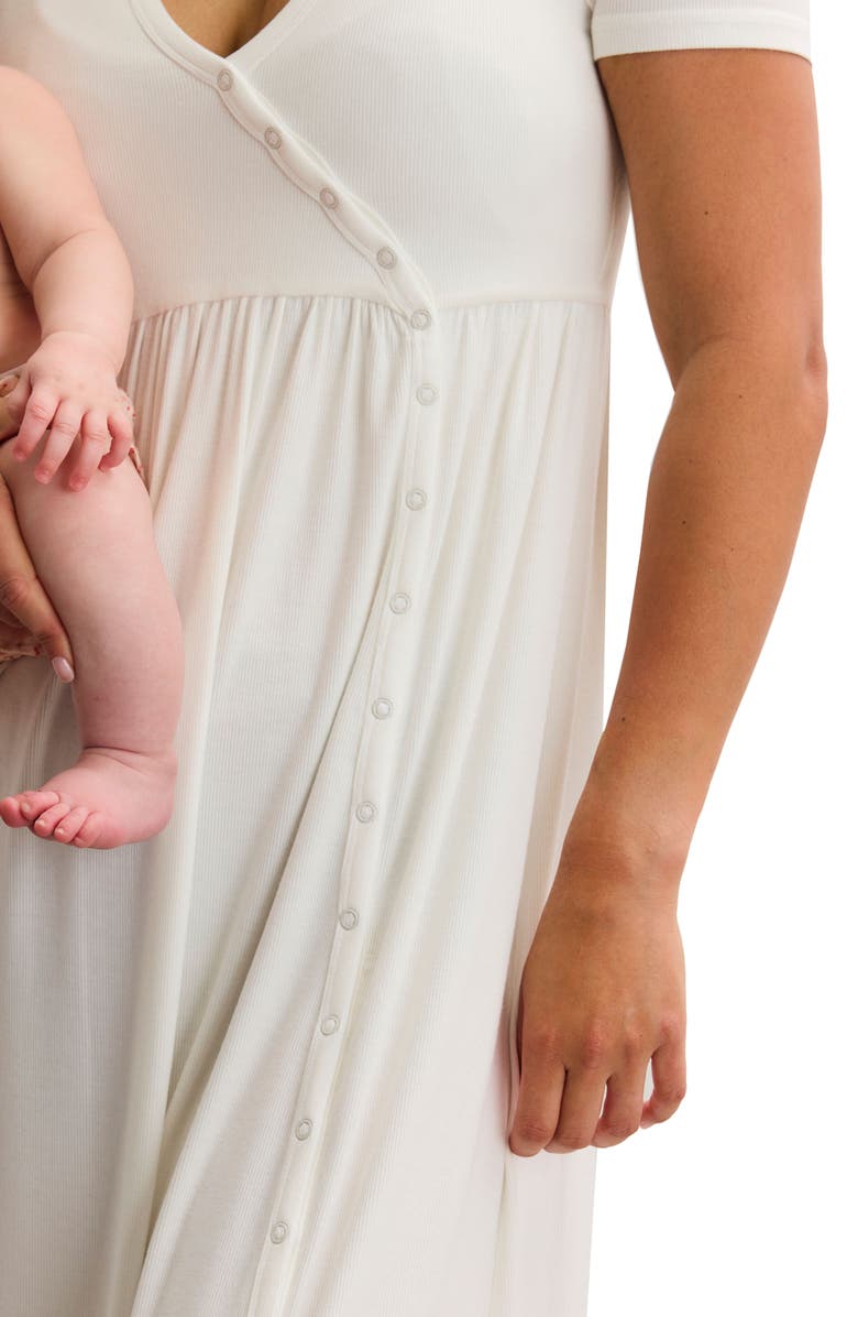 HATCH Collection The Softest Rib Side Seam Nursing Maxi Dress, Alternate, color, White