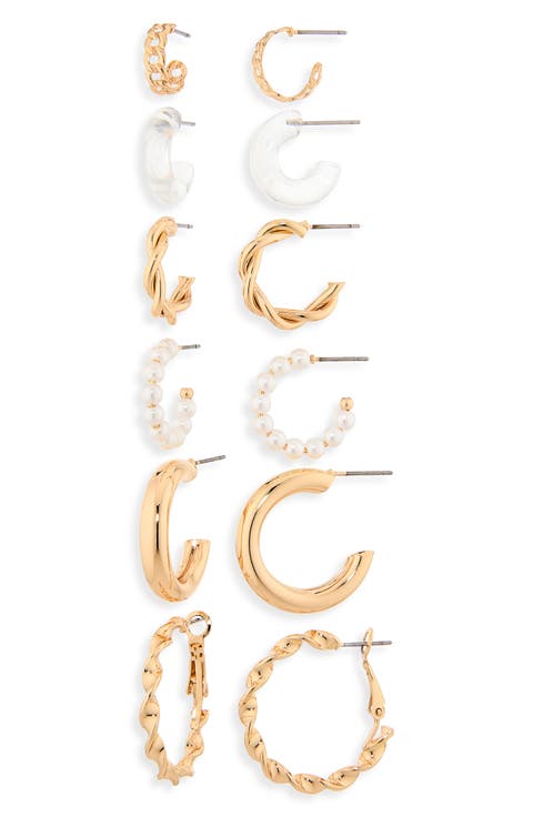 Pack of 6 Assorted Hoop Earrings