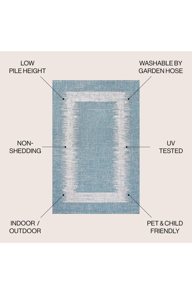 JONATHAN Y Scandi Minimalist Border Indoor/Outdoor Area Rug, Alternate, color, Aqua/Ivory
