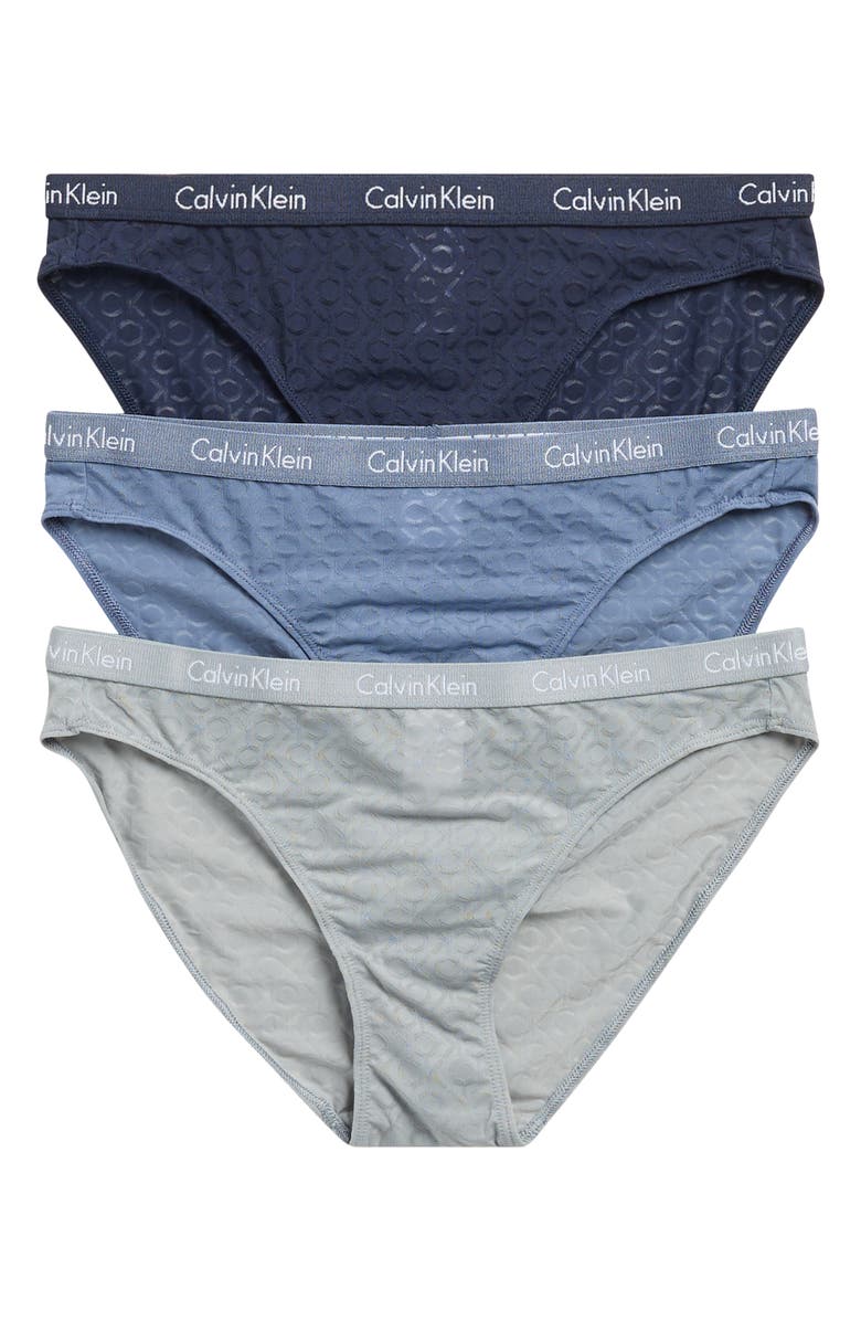 Calvin Klein 3-Pack Bikini Briefs, Main, color, Grey/ Blue Multi