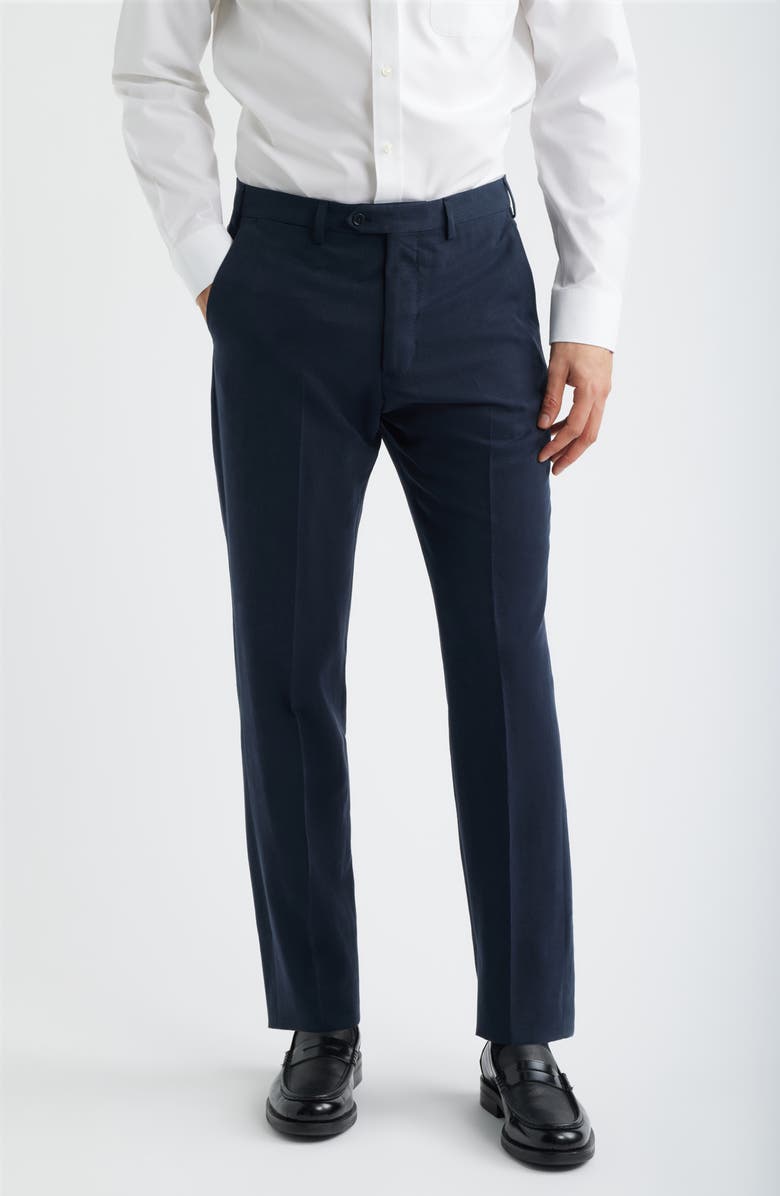 Emporio Armani Navy Flat Front Suit Pants, Main, color, Navy