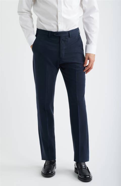 Navy Flat Front Suit Pants