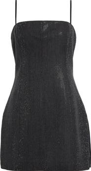 Alexander Wang Square Neck Crystal Hotfix Wool Skirted Romper