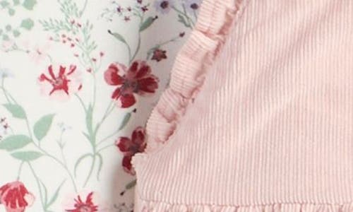 Nordstrom Long Sleeve Cotton Bodysuit & Corduroy Overalls Set In Pink