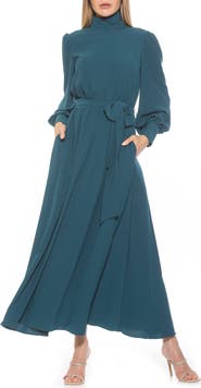Alexia Admor Saliah Mockneck Blouson Sleeve Dress