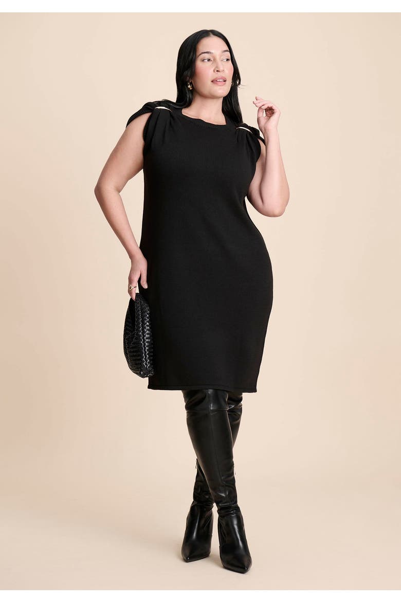 Metal Detail Sweater Dress, Alternate, color, BLACK ONYX