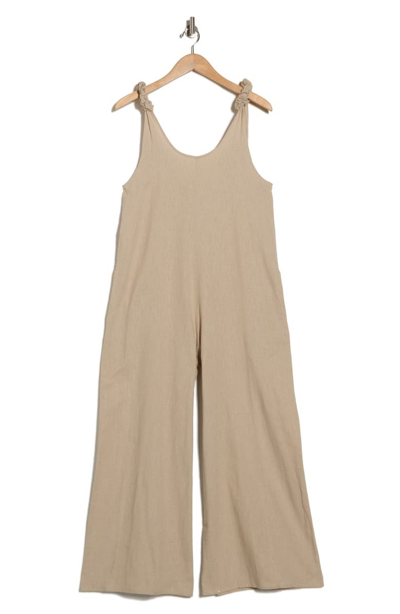 Elan Cotton & Linen Cover-Up Jumpsuit, Alternate, color, Sand