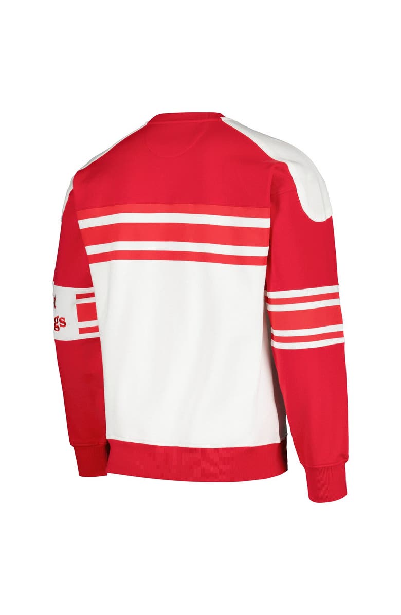 STARTER Men's Starter White Detroit Red Wings Defense Fleece Crewneck Pullover Sweatshirt, Alternate, color, White