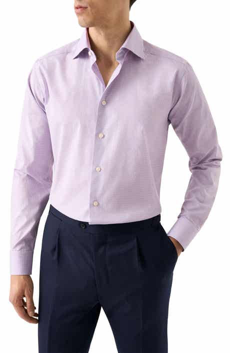 Eton Slim Fit Purple Check Cotton Dobby Dress Shirt
