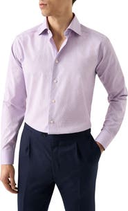 Eton Slim Fit Purple Check Cotton Dobby Dress Shirt