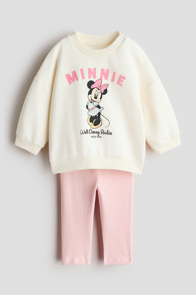 2-piece Sweatshirt And Leggings Set, Alternate, color, Cream/Minnie Mouse