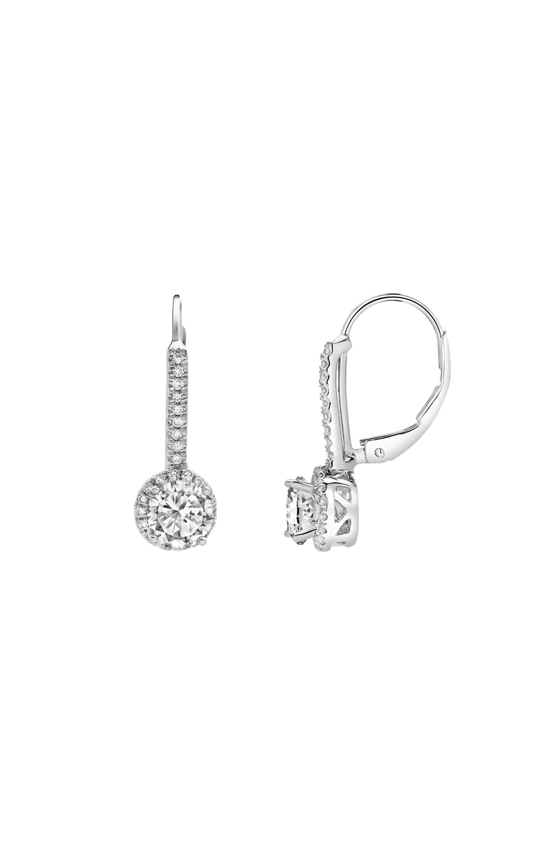 LuvMyJewelry Meadowlark Pave Round Diamond Drop Huggie Hoop Earrings in 14K Gold, Alternate, color, 14K White Gold