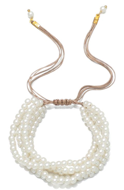 Multi-Strand Imitation Pearl Bolo Bracelet