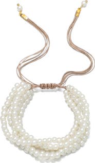 Adornia Multi-Strand Imitation Pearl Bolo Bracelet