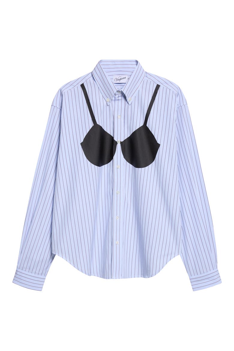 Trompe L'oeil Button Down Shirt, Main, color, BLUE STRIPES