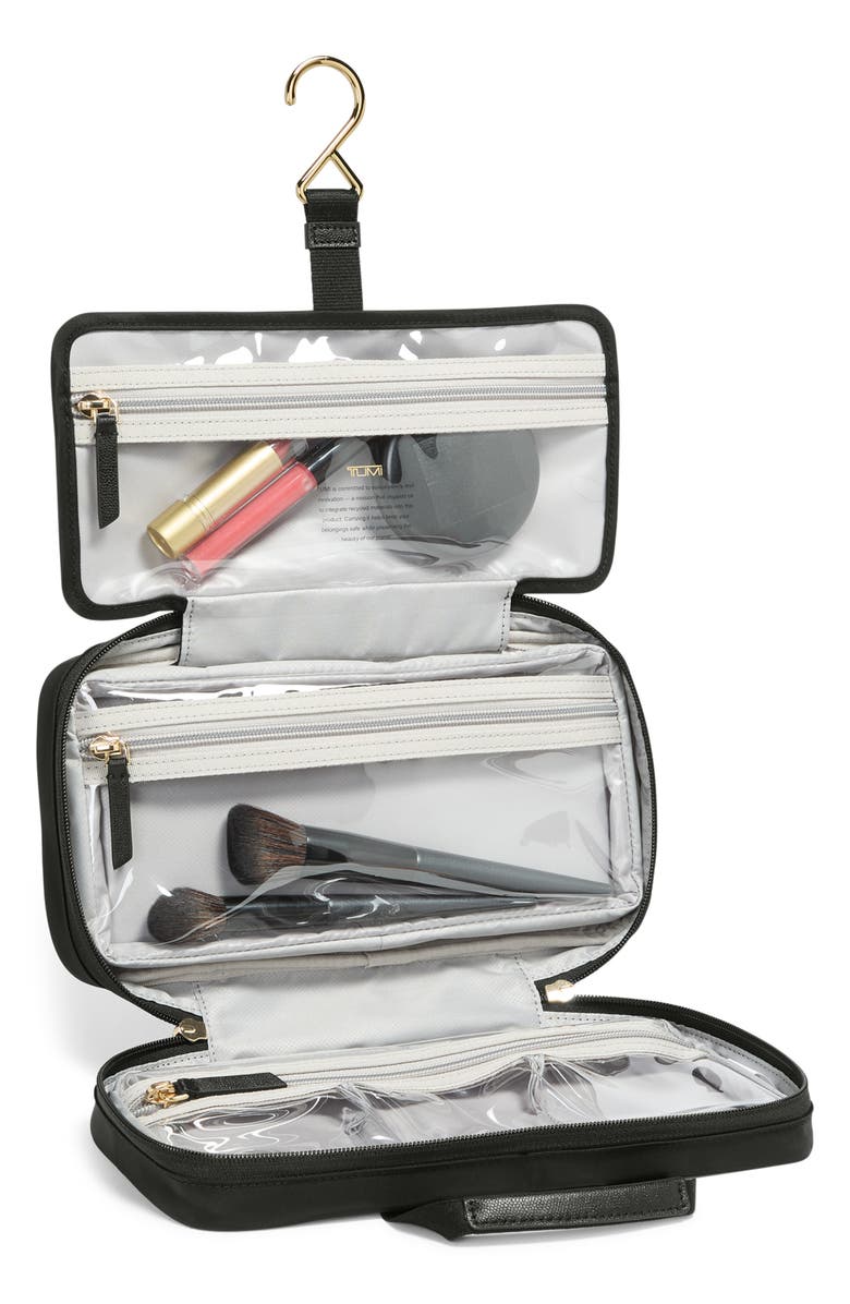 TUMI Small Madeline Nylon Cosmetics Bag, Alternate, color, Black/ Gold