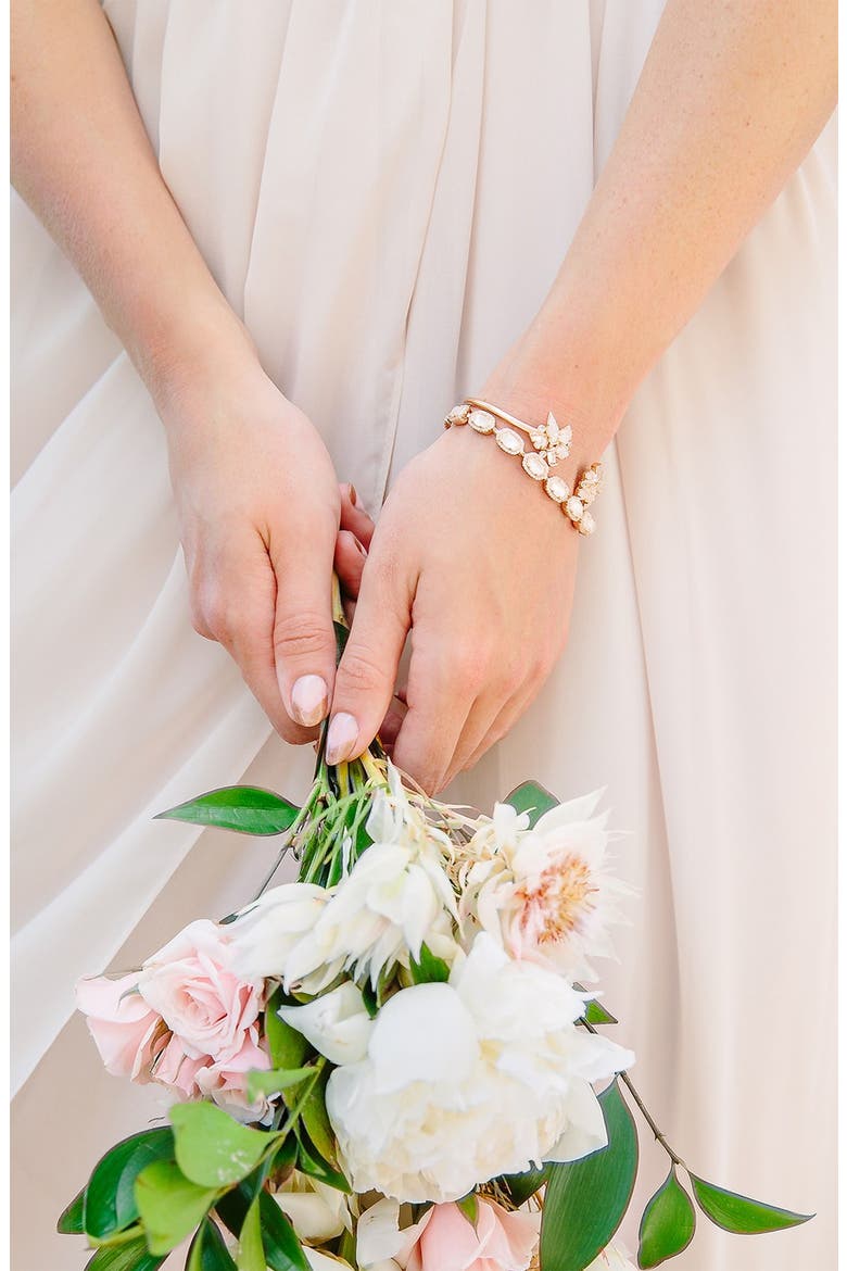 'Cole' Crystal Line Bracelet, Alternate, color, IVORY MOP/ ROSE GOLD