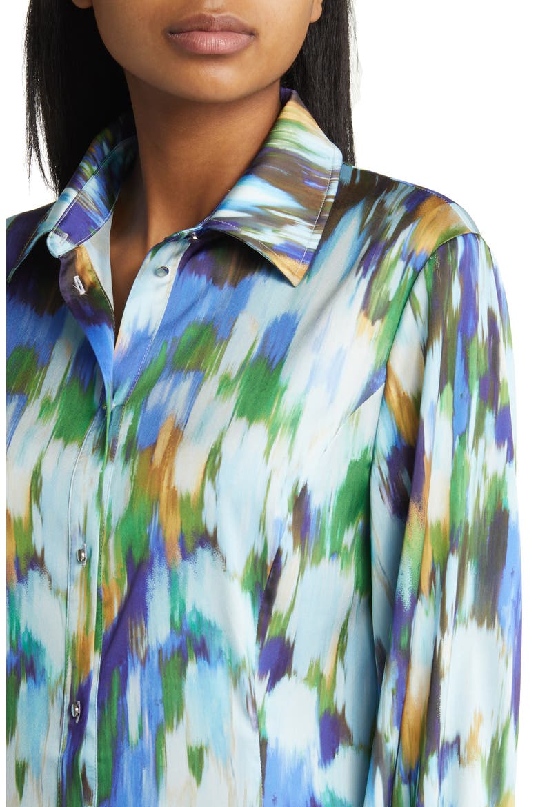 Watercolor Shirtdress, Alternate, color, SATN SKY/ MUL