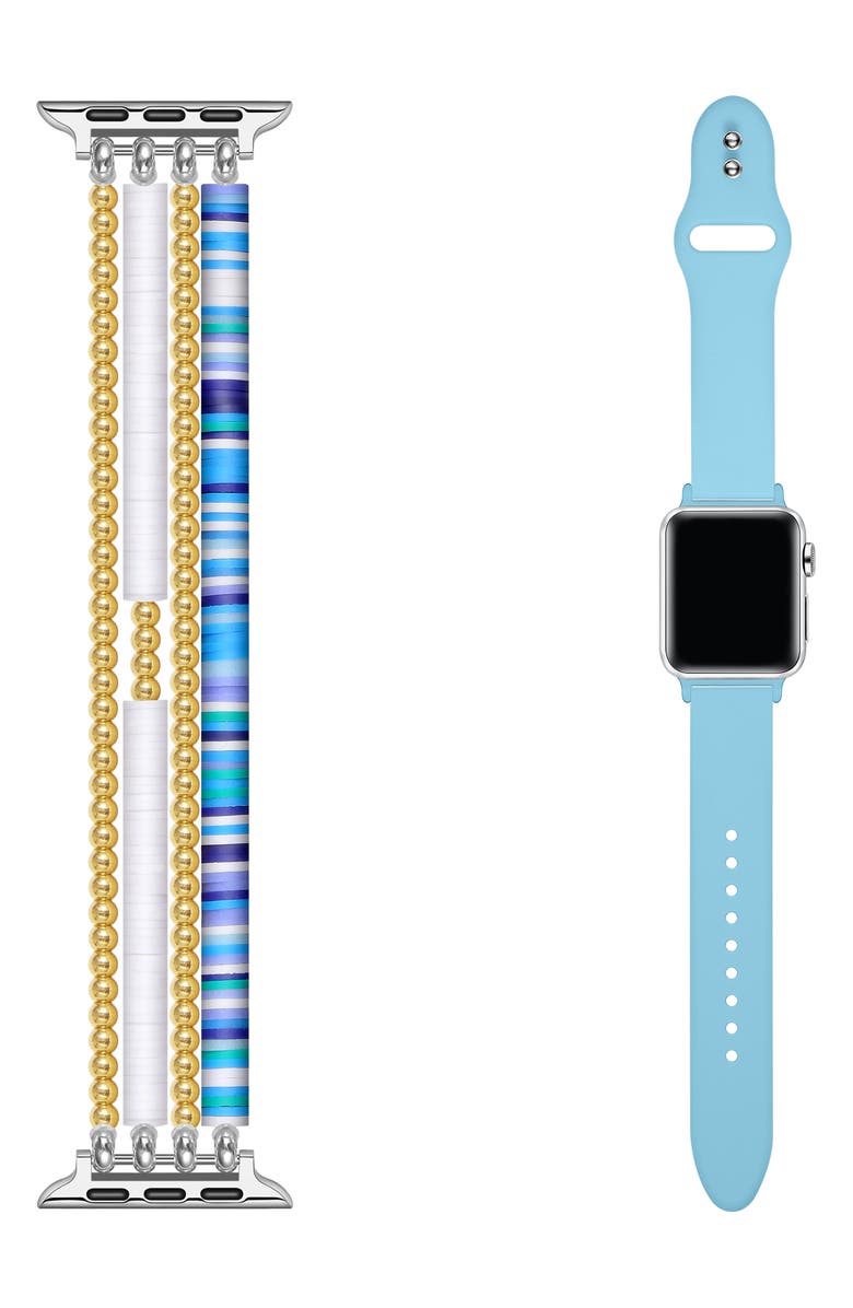 Posh Tech Bestie 2-Pack Beaded & Silicone Apple Watch<sup>®</sup> Watchbands, Main, color, 