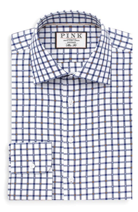 Thomas PINK/ London ホワイト ボタンダウン長袖シャツ ワイシャツ ウィンザーノット WindsorKnot ボタンダウン ピンク