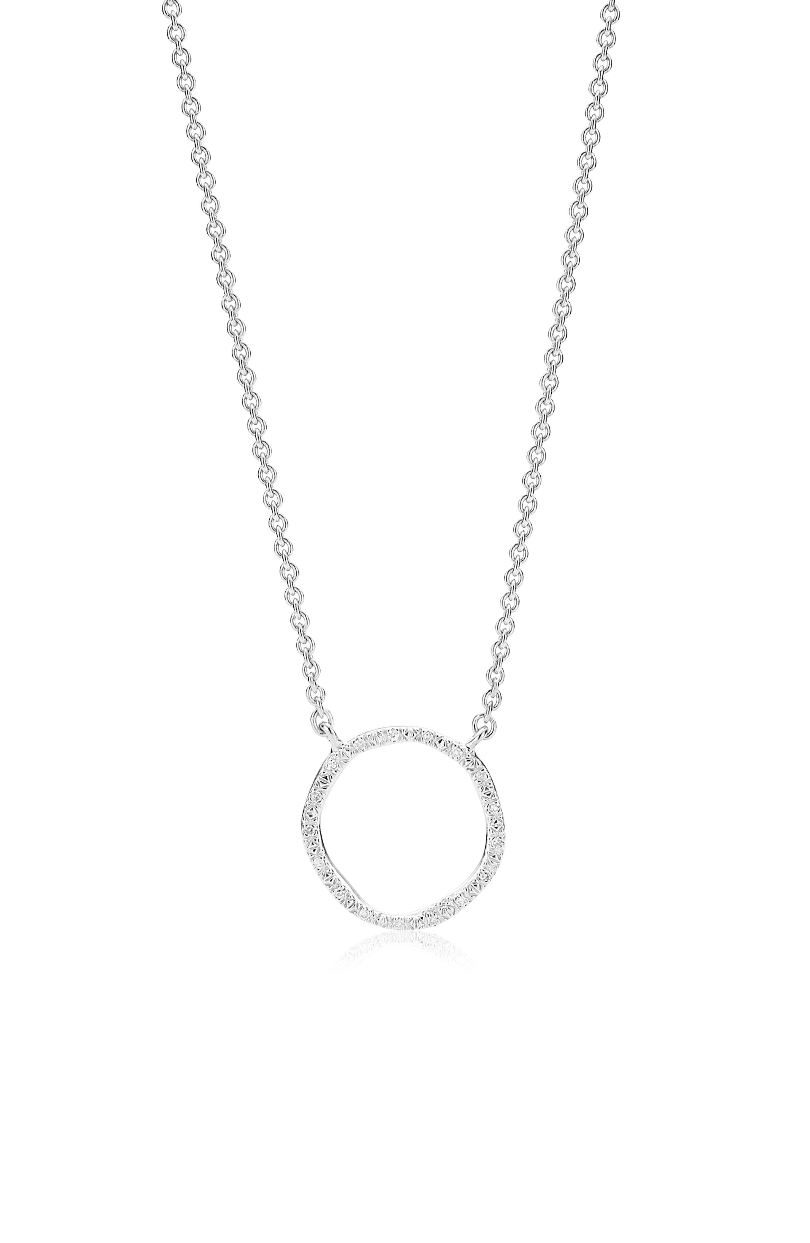 Monica Vinader Riva Circle Diamond Pendant Necklace