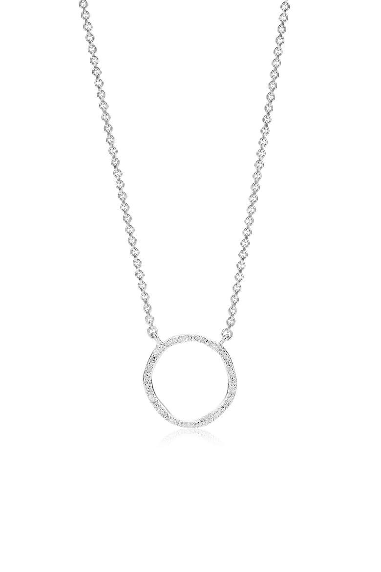 Riva Circle Diamond Pendant Necklace , Main, color, SILVER/ DIAMOND