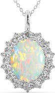 ALLUREZ Oval Opal & Diamond Halo Pendant Necklace 14k