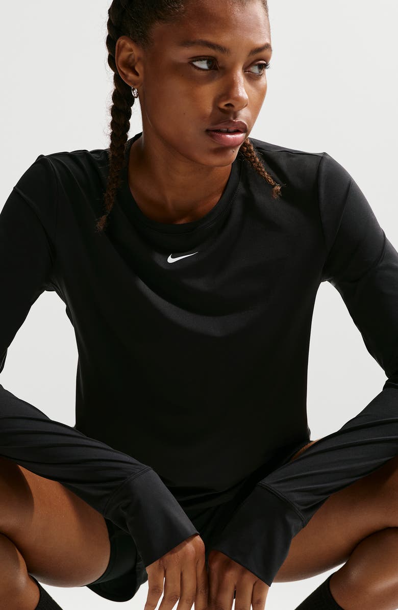 Nike One Classic Dri-FIT Long Sleeve Training Top, Alternate, color, 013 Black/White