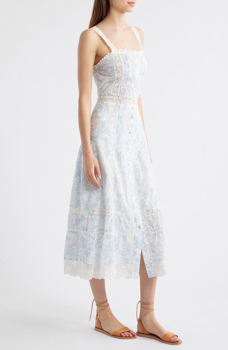 LoveShackFancy Judalon Lace A-Line Dress, Alternate, color, Blue Cove