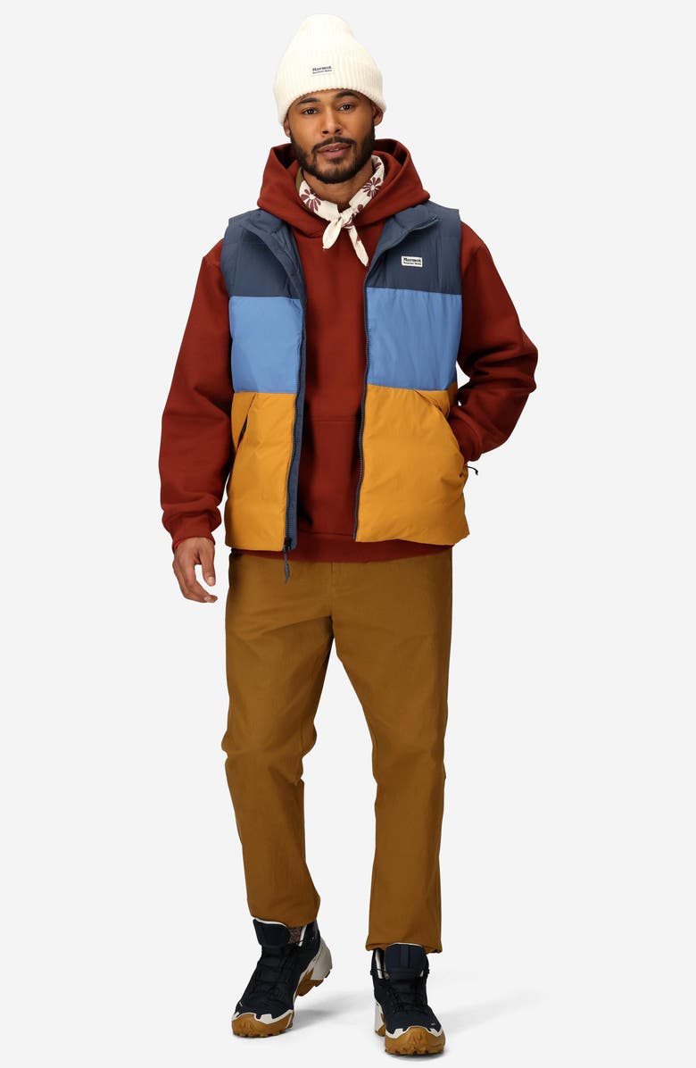 Marmot Ares Packable Recycled Nylon 700 Fill Power Down Puffer Vest, Alternate, color, Thunder/ Rain Cloud/ Honey