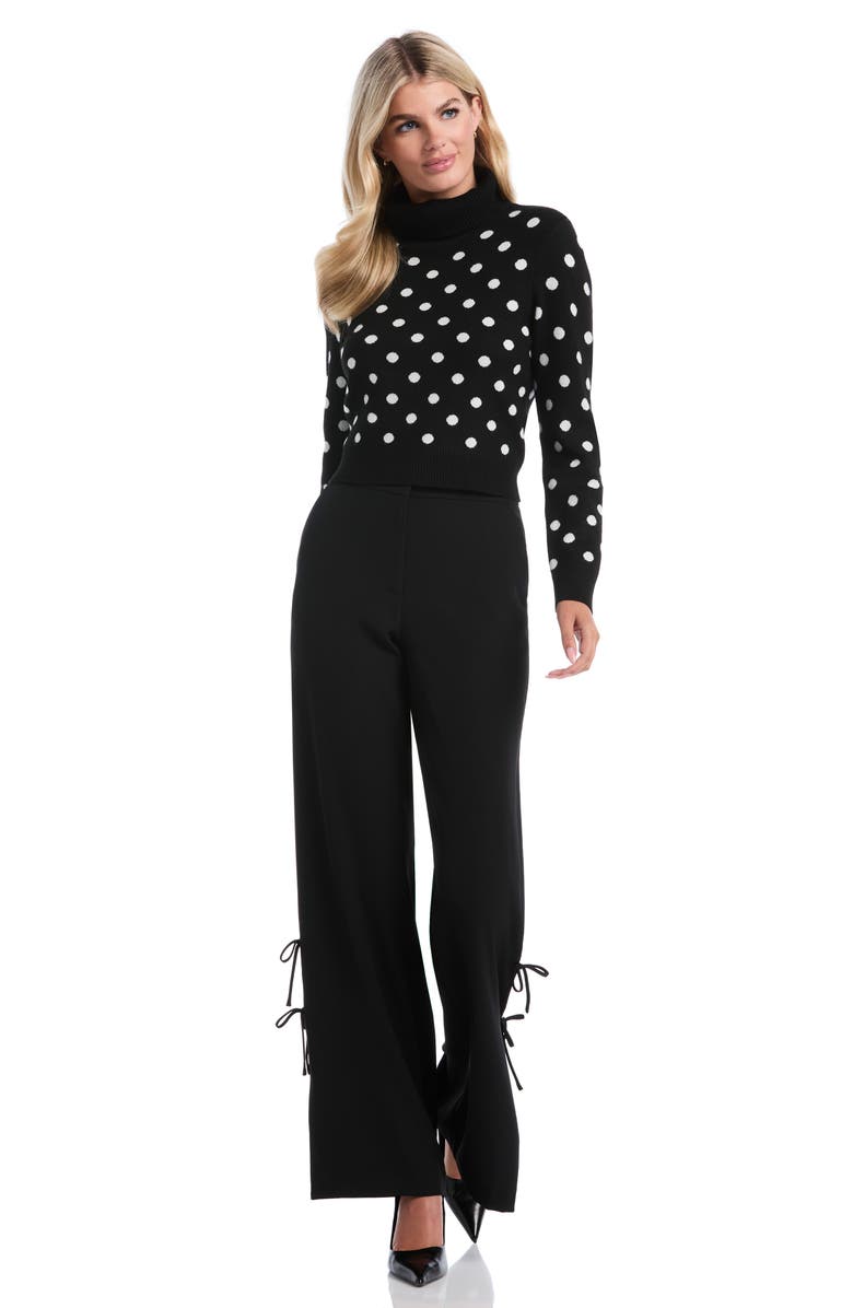 Laundry by Shelli Segal Polka Dot Turtleneck Sweater, Alternate, color, Black
