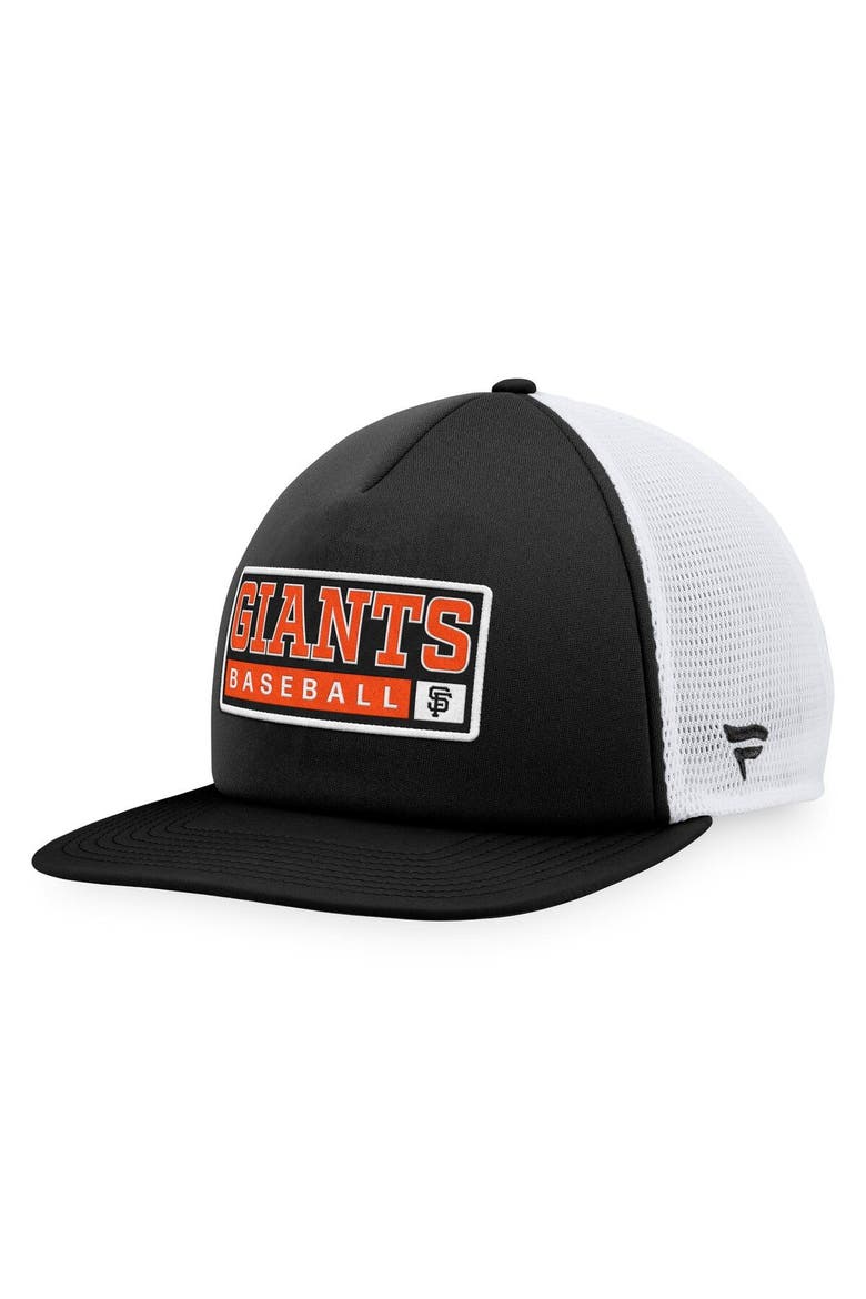 Men's Majestic Black/White San Francisco Giants Foam Trucker Snapback Hat, Main, color, Black